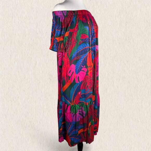 NWT Farm Rio Anthropologie Tropical Maxi Dress Sz S Off Shoulder Resort Vacation - Picture 3 of 8